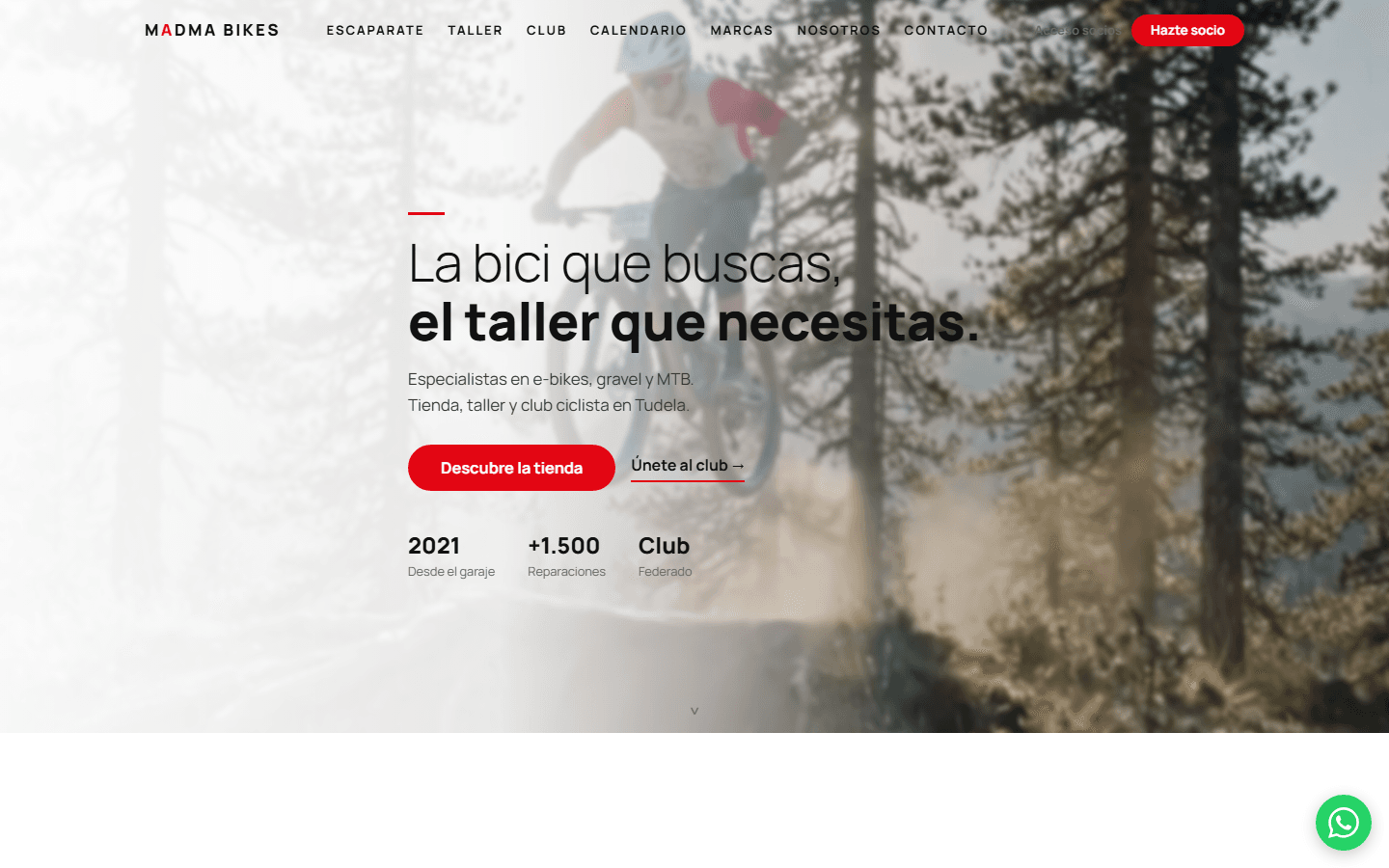 Web de MADMA Bikes con club, tienda y taller